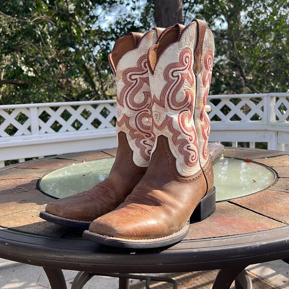 ARIAT WOMEN'S QUICKDRAW WESTERN COWBOY BOOTS - SQUARE TOE- 9B